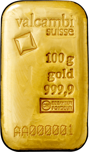 100 g Goldbarren Valcambi gegossen