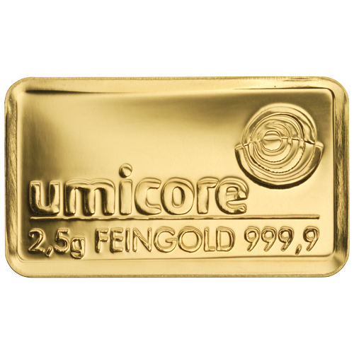 2,5g Goldbarren von Degussa und Umicore | Goldbarren 2,5g von Degussa und Umicore