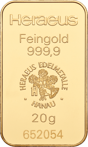 20 g Goldbarren Heraeus (lagernd Frankfurt)