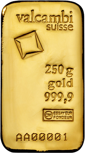 250 g Goldbarren Valcambi gegossen