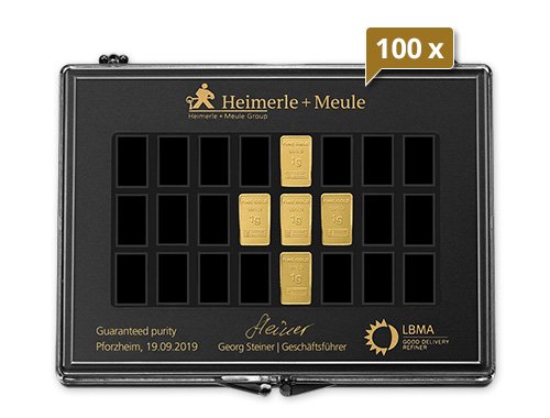 100 x 5 x 1 g Gold UnityBar Collection Heimerle und Meule