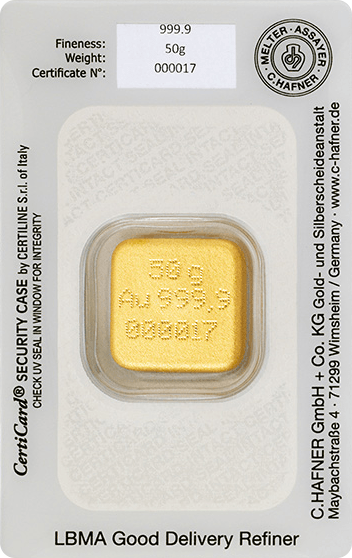 50 g Gold Hafner gegossen Rückseite