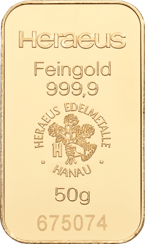 50 g Goldbarren Heraeus (zollfrei)