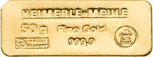 50 g Goldbarren Heimerle + Meule sargform