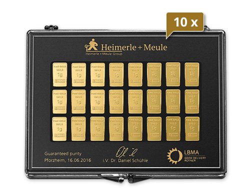 10 x 50 x 1 g Gold UnityBar Collection Heimerle und Meule