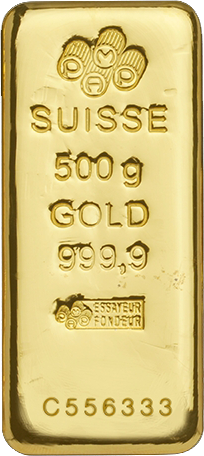 500 g Goldbarren Pamp Suisse gegossen