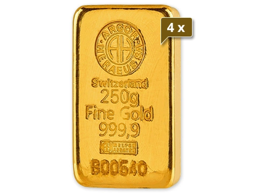 goldbarren argor heraeus 250 g gegossen 4 x