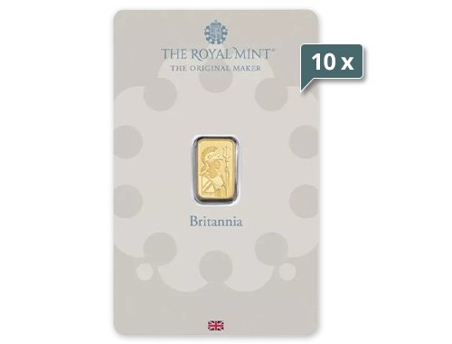 10 x 1 g Goldbarren Britannia Royal Mint