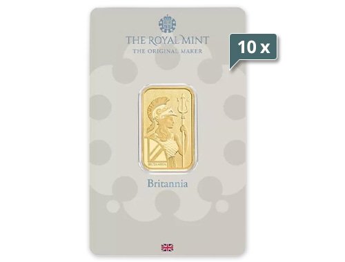 10 x 10 g Goldbarren Britannia Royal Mint
