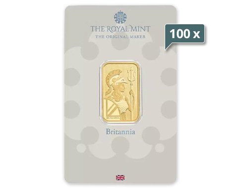 100 x 10 g Goldbarren Britannia Royal Mint