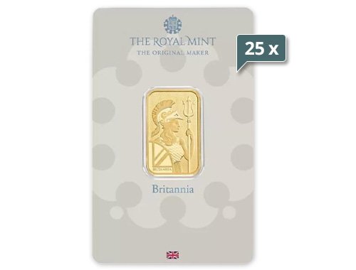 25 x 10 g Goldbarren Britannia Royal Mint