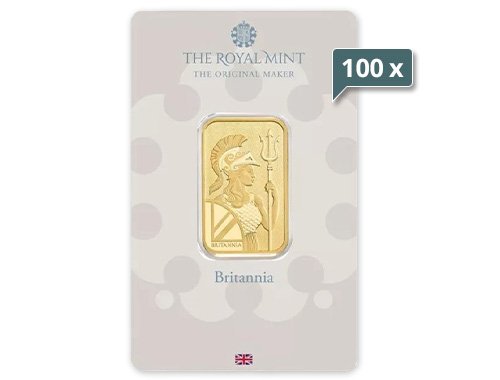 100 x 20 g Goldbarren Britannia Royal Mint