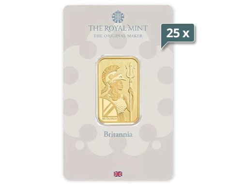 25 x 20 g Goldbarren Britannia Royal Mint