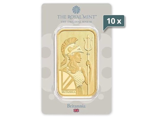 10 x 50 g Goldbarren Britannia Royal Mint
