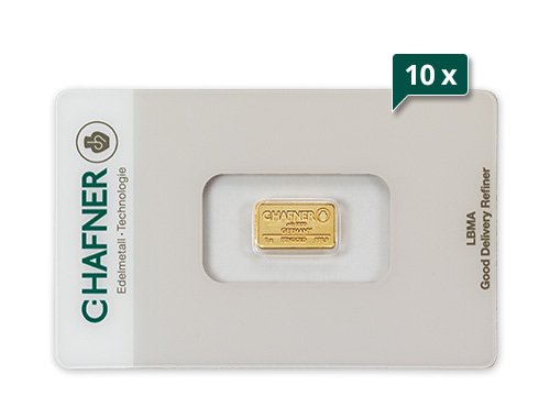 10 x 1 g Goldbarren C. Hafner