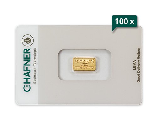 100 x 1 g Goldbarren C. Hafner