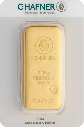 Vorderseite 1kg Goldbarren von C.HAFNER