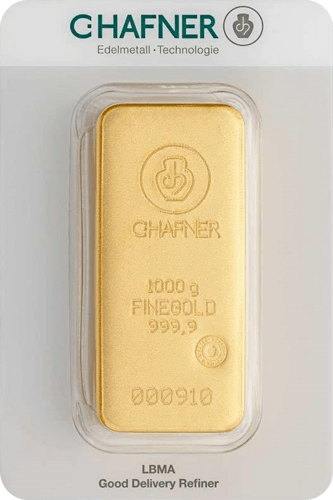 Vorderseite 1kg Goldbarren von C.HAFNER