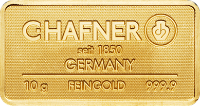 Vorderseite 10g Goldbarren von C.HAFNER