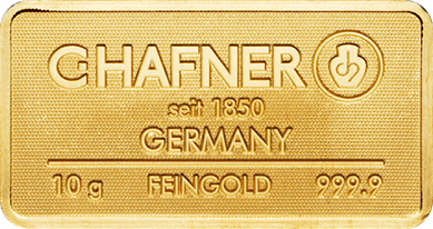 Vorderseite 10g Goldbarren von C.HAFNER