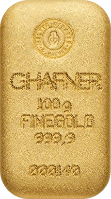 Vorderseite 100g Goldbarren von C.HAFNER