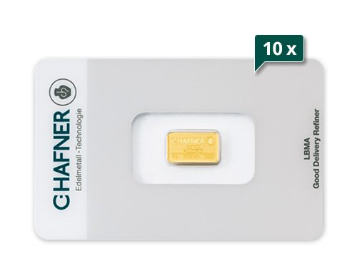 10 x 2 g Goldbarren C. Hafner