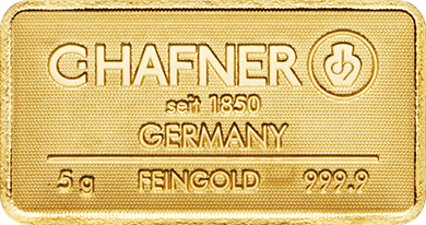 Vorderseite 5g Goldbarren von C.HAFNER