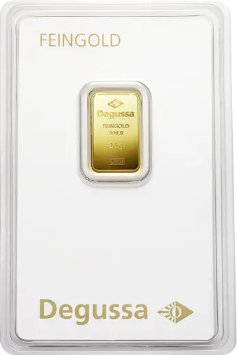 goldbarren degussa 2 5 g gepraegt