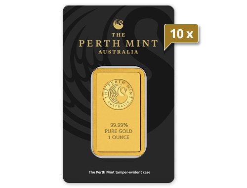 10 x 1 Unze Goldbarren Perth Mint