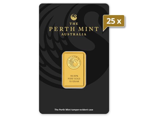 25 x 10 g Goldbarren Perth Mint