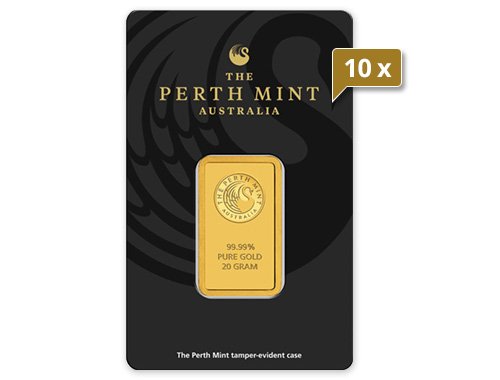 10 x 20 g Goldbarren Perth Mint