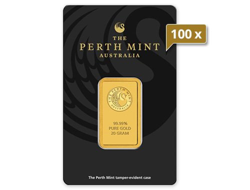 100 x 20 g Goldbarren Perth Mint