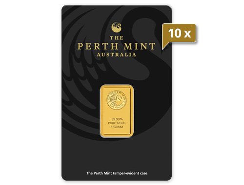 10 x 5 g Goldbarren Perth Mint