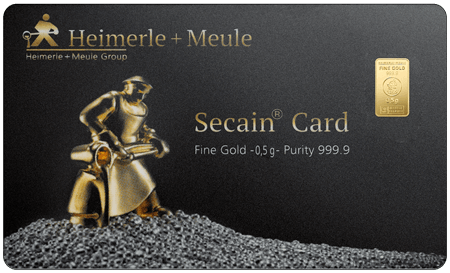 0,5 g Goldbarren Secain Karte Heimerle & Meule