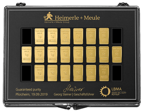 20 x 1 g Gold UnityBar Collection Heimerle und Meule