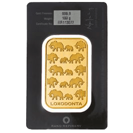100 g Goldbarren Rand Refinery "Elefanten"
