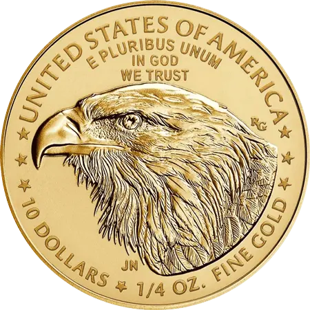 Rückseite Goldmünze 1/4 Unze American Eagle 2022 Typ 2, der Hersteller The United States Mint