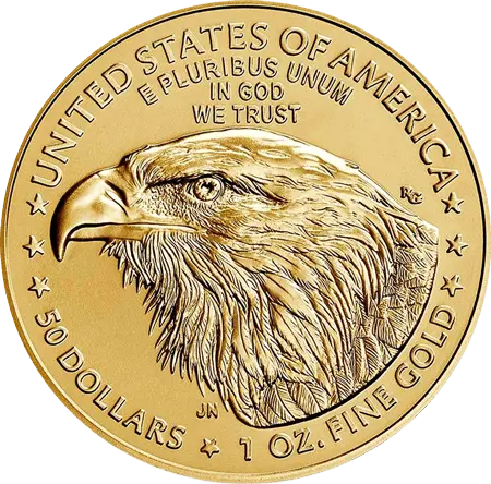 Rückseite Goldmünze 1 Unze American Eagle 2022 Typ 2, der Hersteller United States Mint Rückseite Goldmünze 1 Unze American Eagle 2022 Typ 2, der Hersteller United States Mint