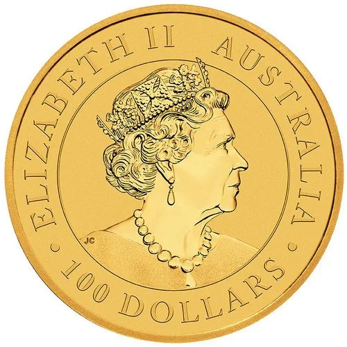 Rückseite Goldmünze 1 Unze Australien Emu 2022, der Hersteller Perth Mint Australia