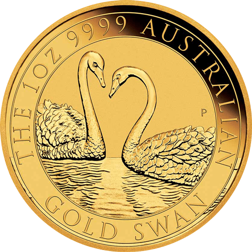 Vorderseite Goldmünze 1 Gold Australien Schwan 2022, der Hersteller Perth Mint
