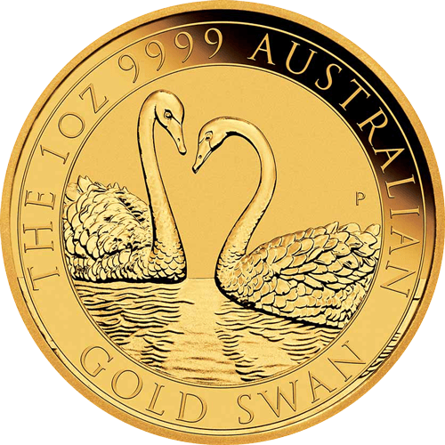 Vorderseite Goldmünze 1 Gold Australien Schwan 2022, der Hersteller Perth Mint