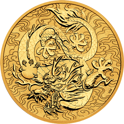 Vorderseite Goldmünze 1 Unze Chinesische Mythen & Legenden Drache 2022, der Hersteller Perth Mint Australia