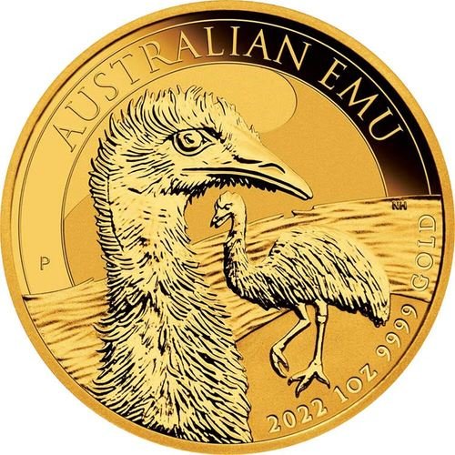 Vorderseite Goldmünze 1 Unze Australien Emu 2022, der Hersteller Perth Mint Australia