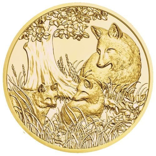 100 Euro Goldmünze Unseren Wildtieren auf der Spur Fuchs 2016 Motiv