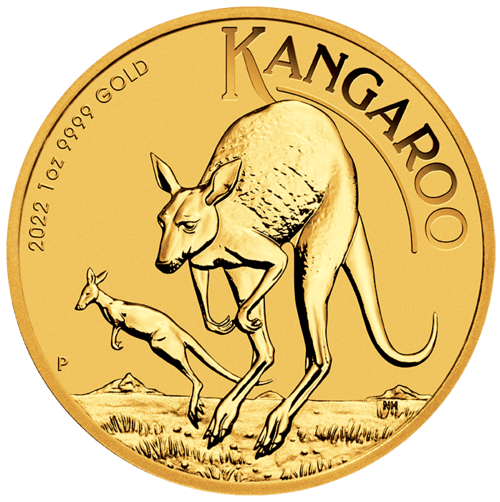 Vorderseite Goldmünze 1 Unze Australien Känguru 2022, der Hersteller Perth Mint Australia
