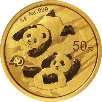 Vorderseite Goldmünze 3 Gramm China Panda 2022, der Hersteller China Mint / China Gold Coin Inc./ Shanghai Mint