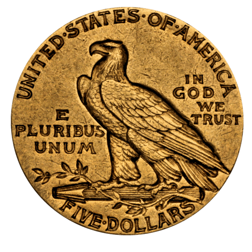 Vorderseite Goldmünze 7,52 Gramm 5 Dollar USA Indian Head diverse Jahrgänge, der Hersteller United States Mint