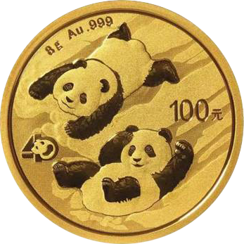 Vorderseite Goldmünze 8 Gramm China Panda 2022, der Hersteller China Mint / China Gold Coin Inc./ Shanghai Mint 