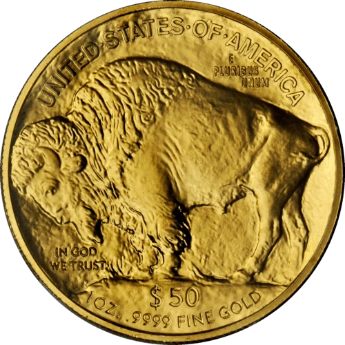 Rückseite Goldmünze 1 Unze American Buffalo diverse Jahrgänge, der Hersteller United States Mint