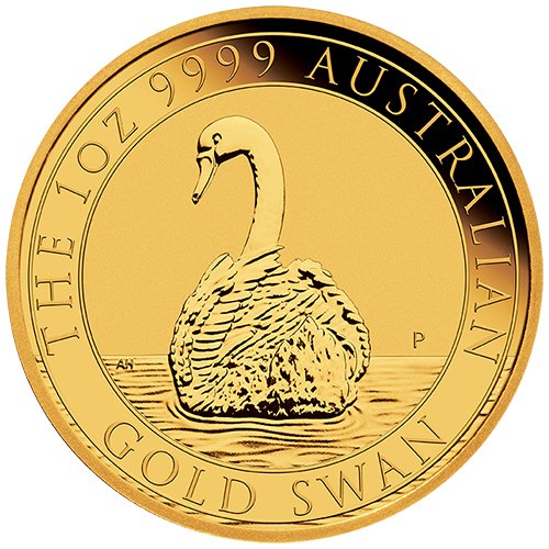 Vorderseite Goldmünze 1 Gold Australien Schwan 2023, der Hersteller Perth Mint